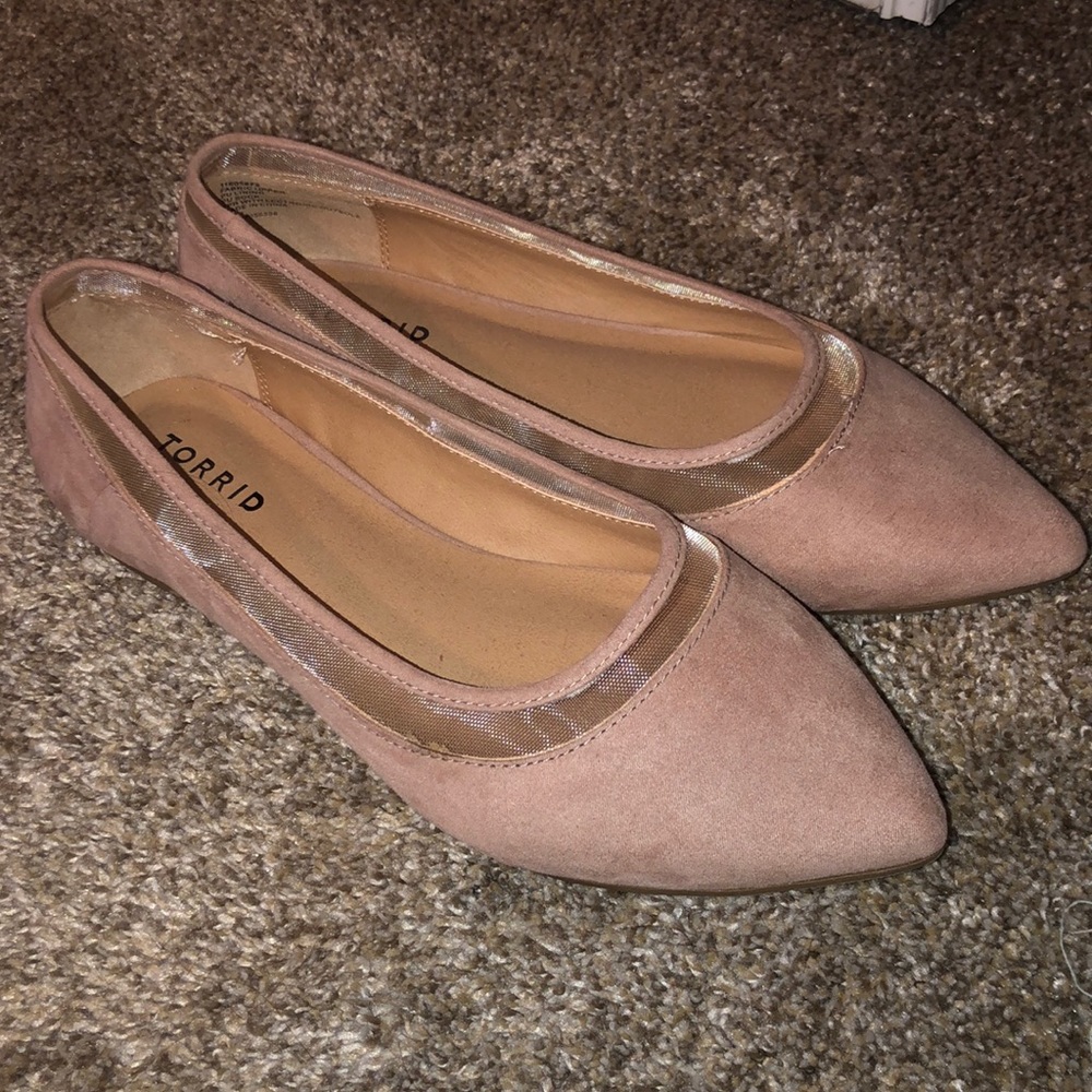 Nude suede flats